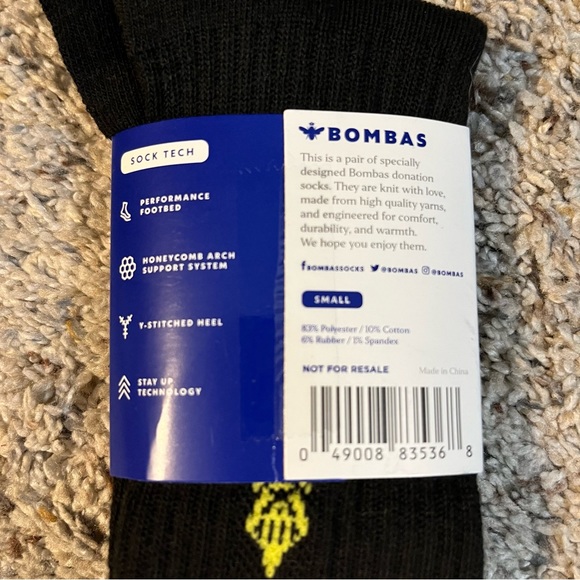 Bombas Black Bee Calf Socks NWT Size Medium - Picture 5 of 6